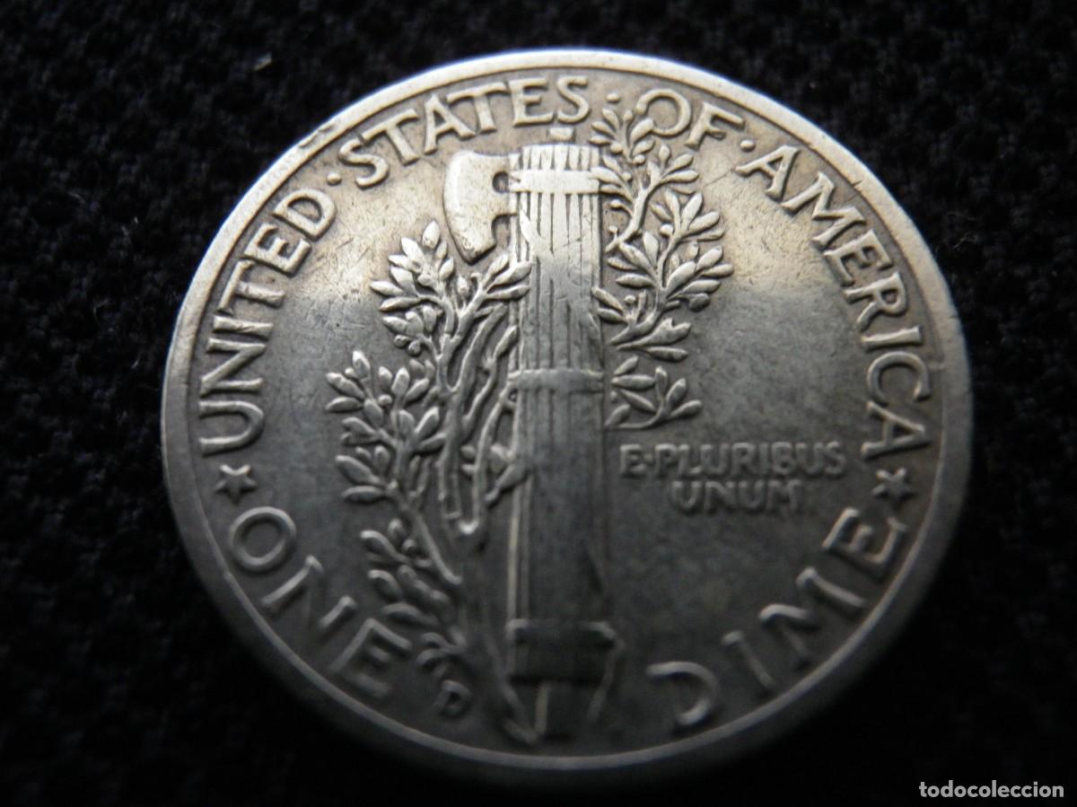 Monedas antiguas de Am&eacute;rica: MONEDA DE PLATA DE ONE DIME A&Ntilde;O 1944 D - Foto 2
