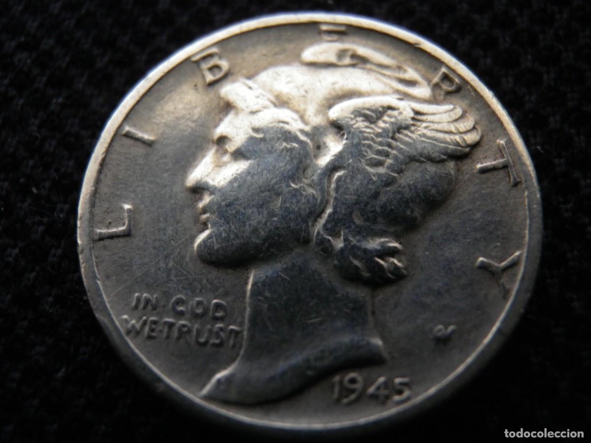 Monedas antiguas de Am&eacute;rica: MONEDA DE PLATA DE ONE DIME A&Ntilde;O 1945 - Foto 1