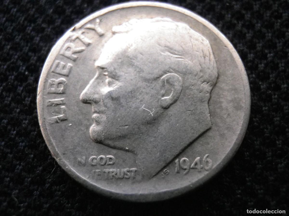 Monedas antiguas de Am&eacute;rica: MONEDA DE PLATA DE ONE DIME DEL A&Ntilde;O 1946 - Foto 1