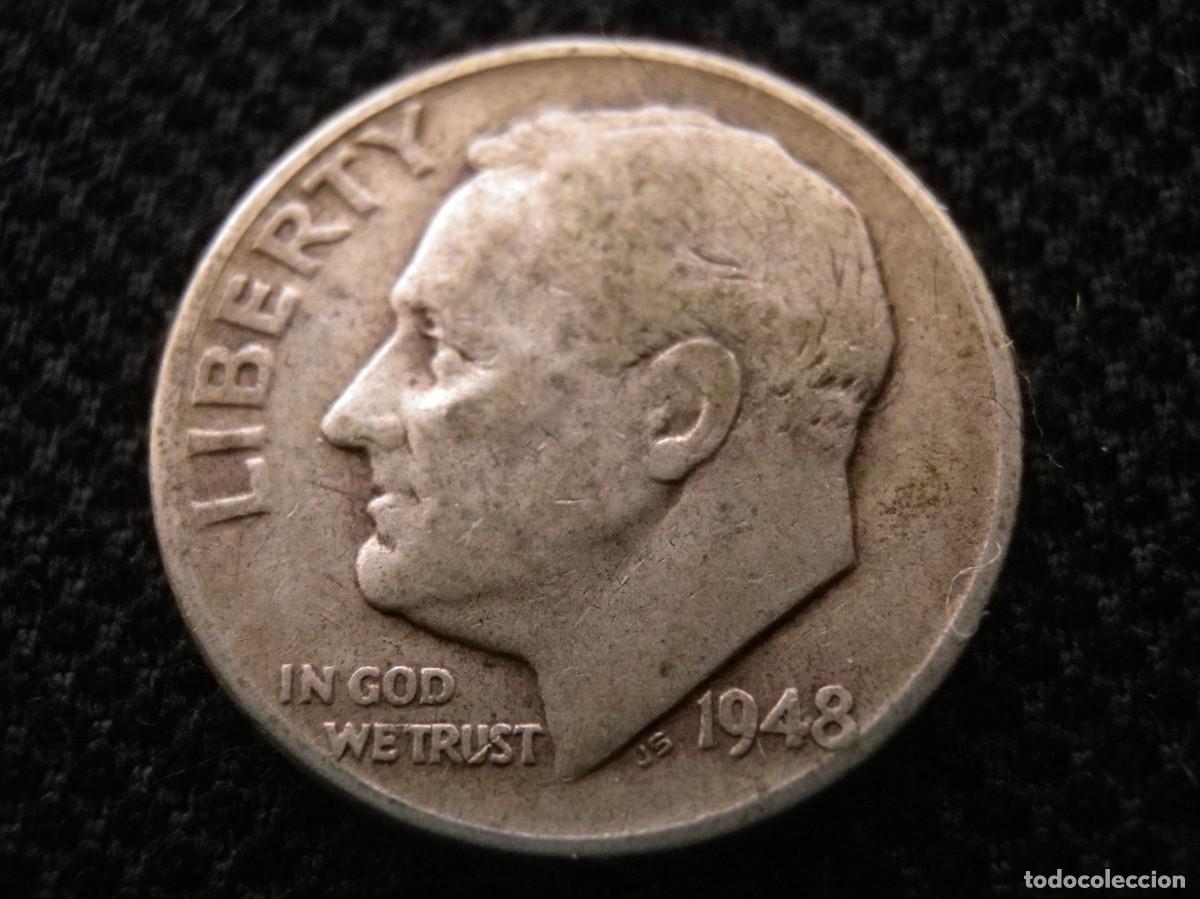 Monedas antiguas de Am&eacute;rica: MONEDA DE PLATA DE ONE DIME A&Ntilde;O 1948 - Foto 1