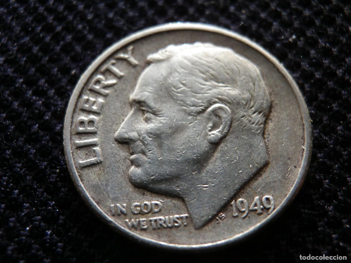 Monedas antiguas de Am&eacute;rica: MONEDA DE PLATA DE ONE DIME A&Ntilde;O 1949 - Foto 1