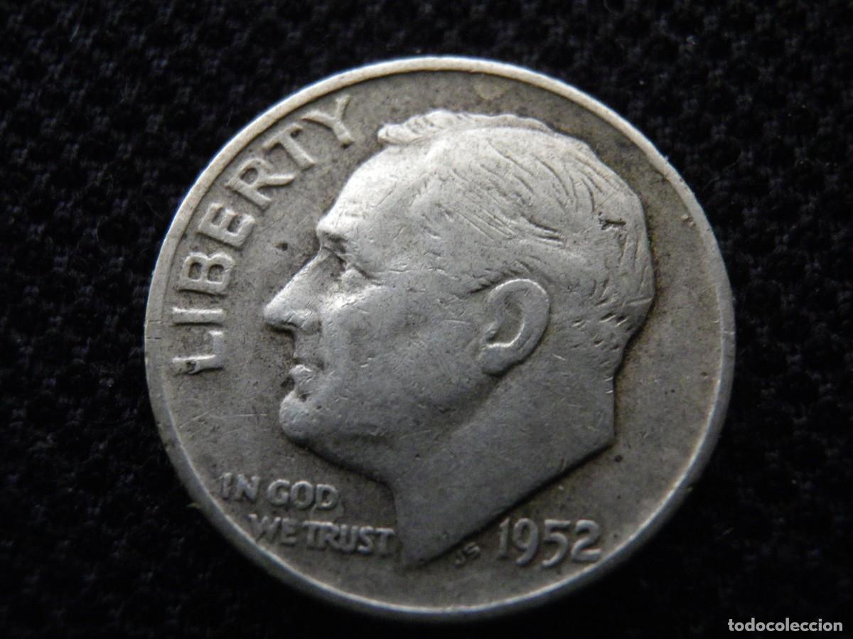Monedas antiguas de Am&eacute;rica: MONEDA DE PLATA DE ONE DIME A&Ntilde;O 1952 D - Foto 1