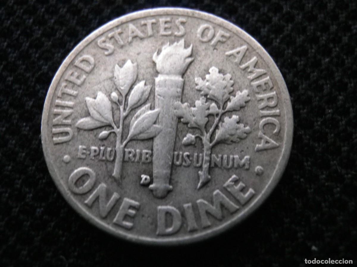 Monedas antiguas de Am&eacute;rica: MONEDA DE PLATA DE ONE DIME A&Ntilde;O 1952 D - Foto 2