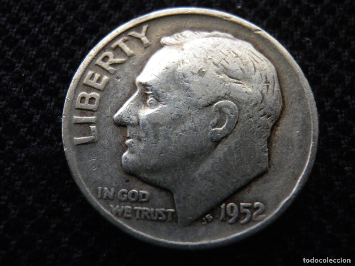 Monedas antiguas de Am&eacute;rica: MONEDA DE PLATA DE ONE DIME A&Ntilde;O 1952 - Foto 1