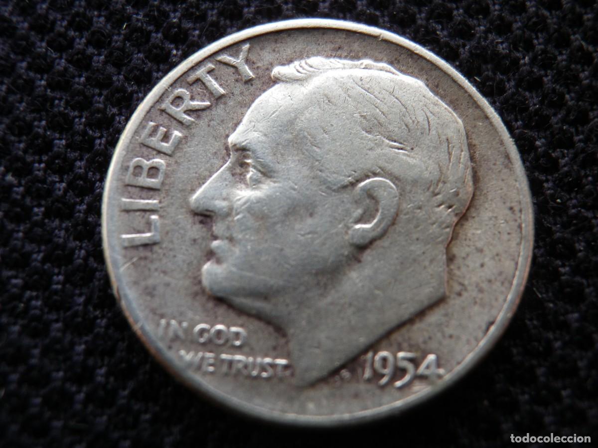 Monedas antiguas de Am&eacute;rica: MONEDA DE PLATA DE ONE DIME A&Ntilde;O 1954 - Foto 1