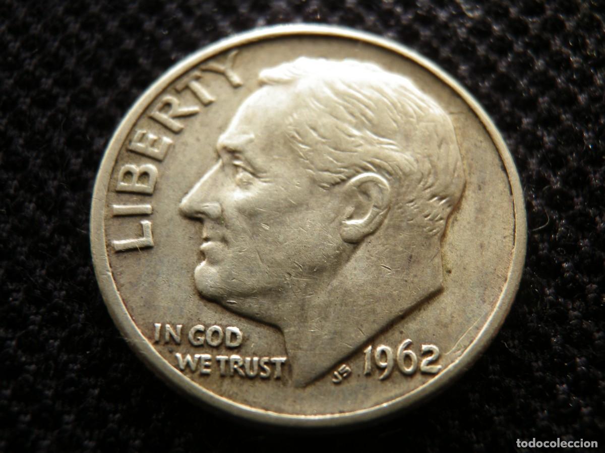 Monedas antiguas de Am&eacute;rica: MONEDA DE PLATA DE ONE DIME A&Ntilde;O 1962 D - Foto 1