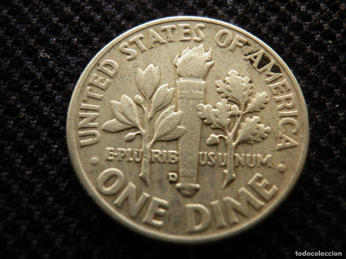Monedas antiguas de Am&eacute;rica: MONEDA DE PLATA DE ONE DIME A&Ntilde;O 1962 D - Foto 2