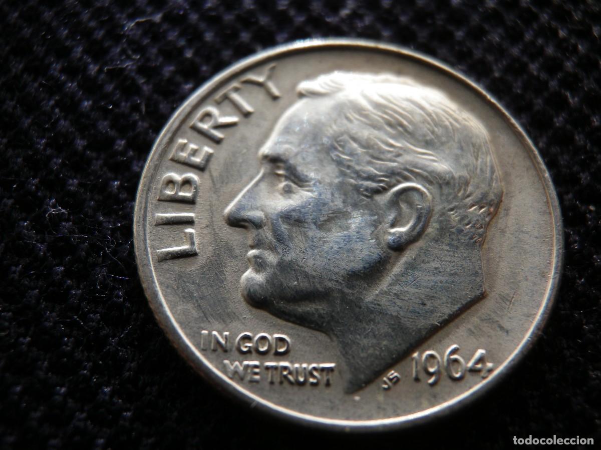 Monedas antiguas de Am&eacute;rica: MONEDA DE PLATA DE ONE DIME A&Ntilde;O 1964 - Foto 1