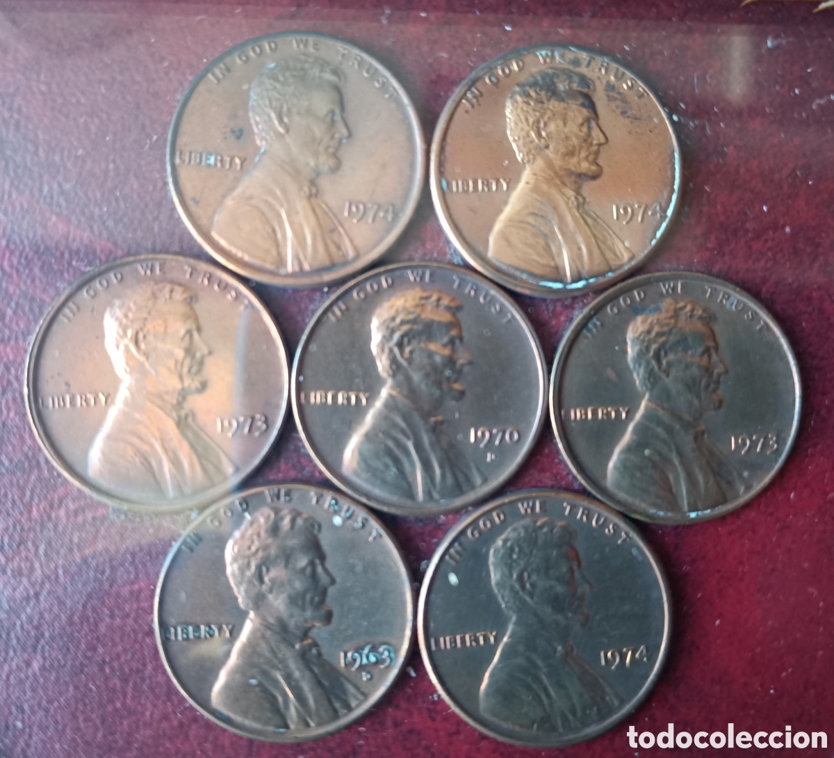 Monedas antiguas de Am&eacute;rica: Cuadro composici&oacute;n centavos Abraham Lincoln - Foto 2
