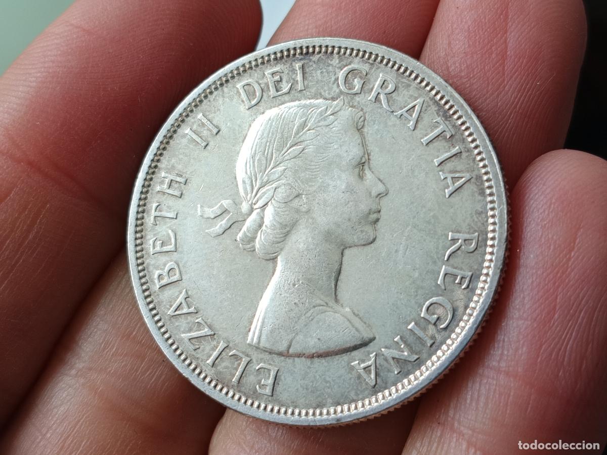 Monedas antiguas de Am&eacute;rica: Canada, (One) 1 Dollar 1960 Plata - Foto 2