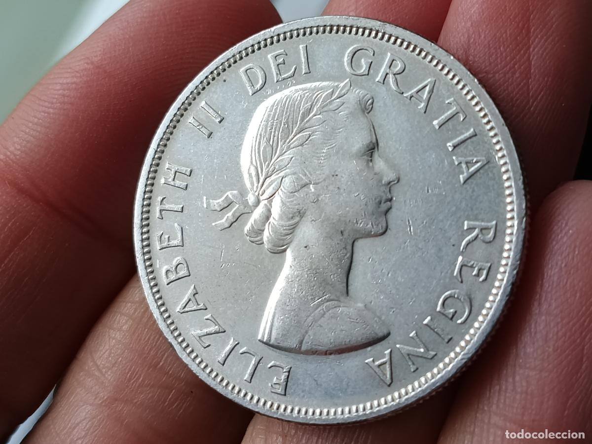 Monedas antiguas de Am&eacute;rica: Canada, (One) 1 Dollar 1959 Plata - Foto 2