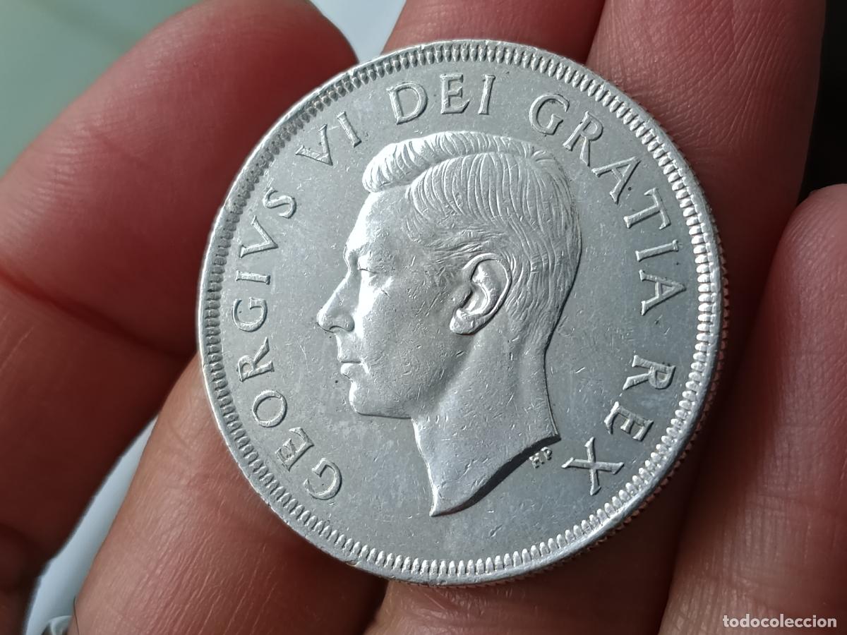 Monedas antiguas de Am&eacute;rica: Canada, (One) 1 Dollar 1950 Plata - Foto 2