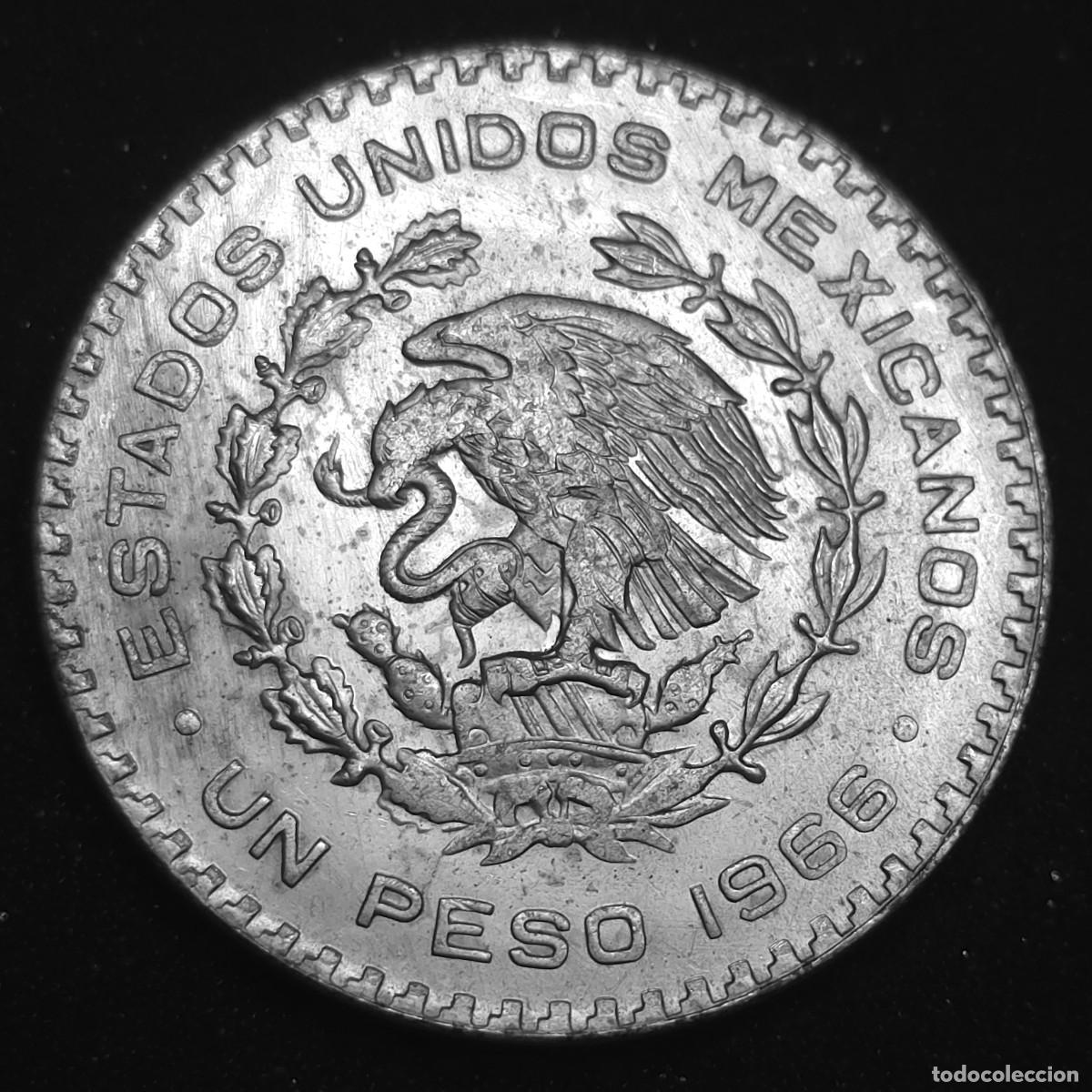 Monedas antiguas de Am&eacute;rica: MONEDA DE PLATA MEXICO 1 PESO 1966 - Foto 2