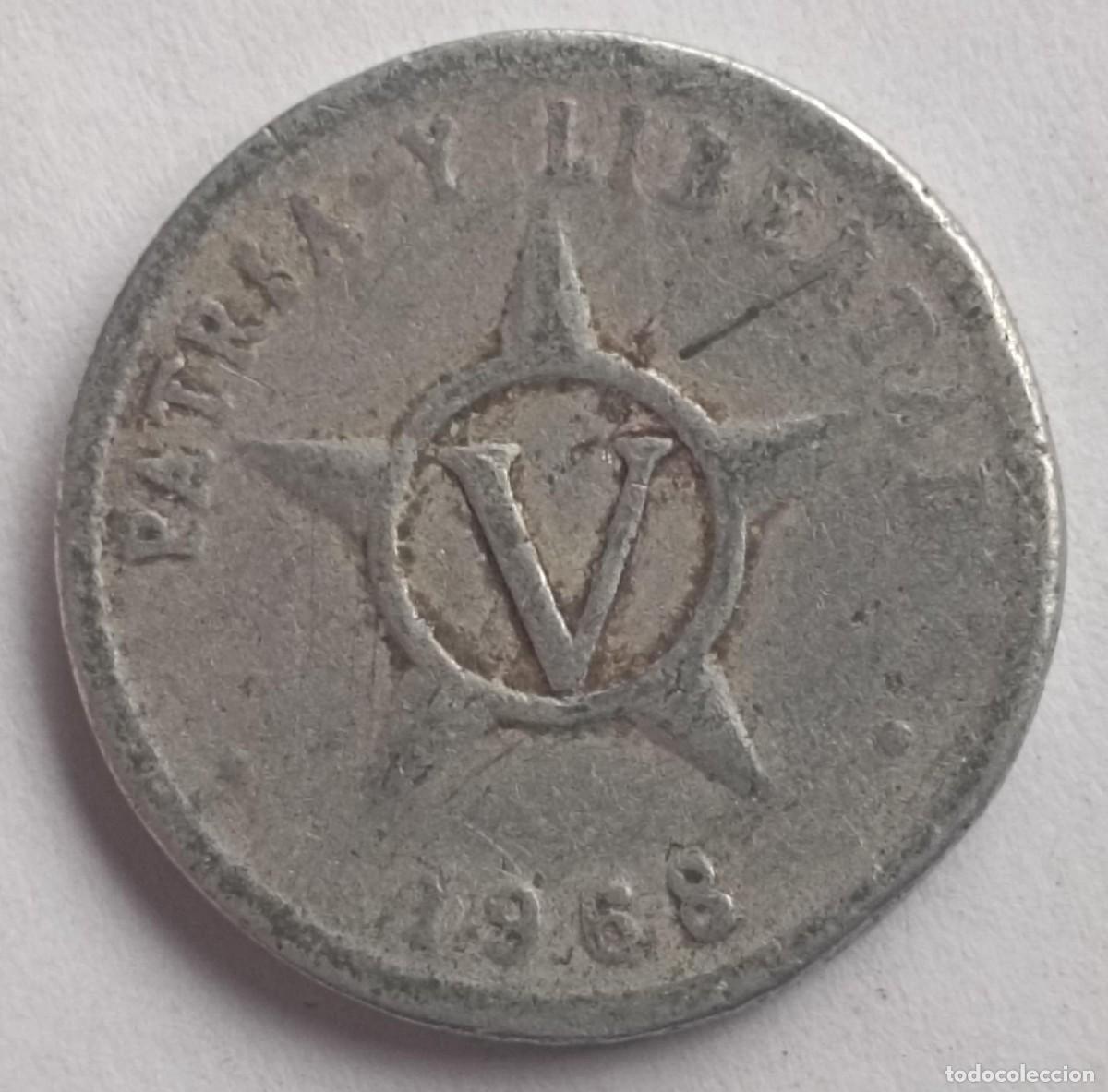 Monedas antiguas de Am&eacute;rica: Moneda de Cuba 5 centavos de 1968 - Foto 1