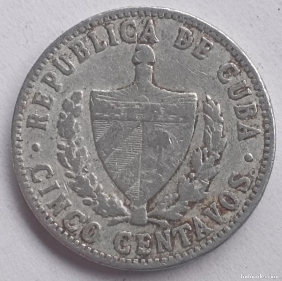 Monedas antiguas de Am&eacute;rica: Moneda de Cuba 5 centavos de 1968 - Foto 2