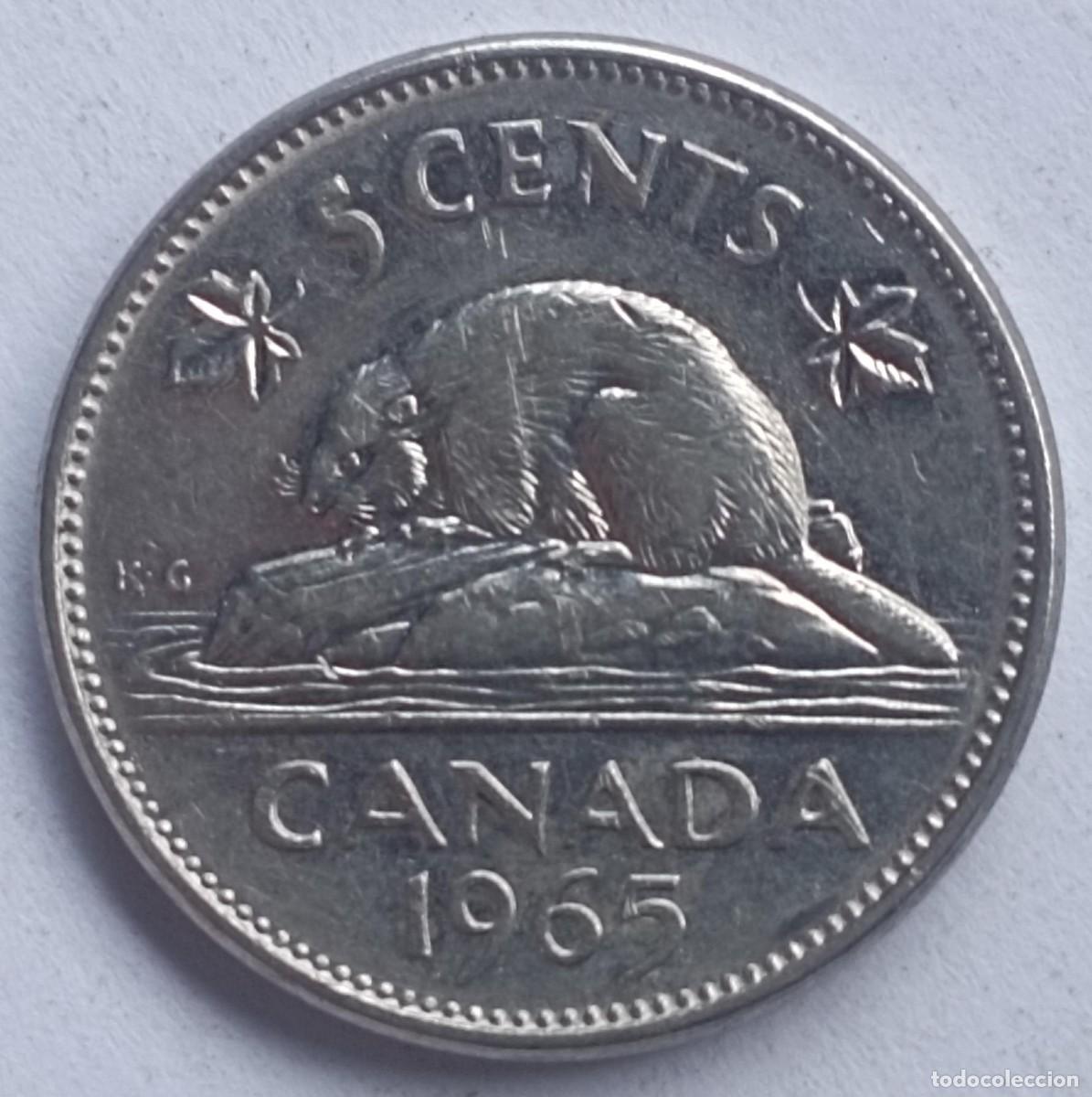 Monedas antiguas de Am&eacute;rica: Moneda de Canad&aacute; 5 c&eacute;ntimos de 1965 - Foto 1