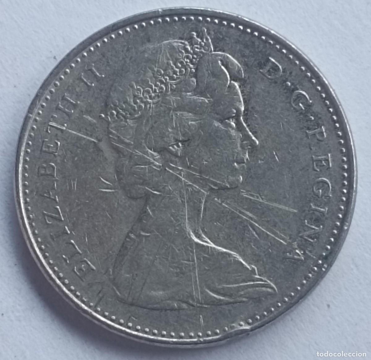 Monedas antiguas de Am&eacute;rica: Moneda de Canad&aacute; 5 c&eacute;ntimos de 1965 - Foto 2