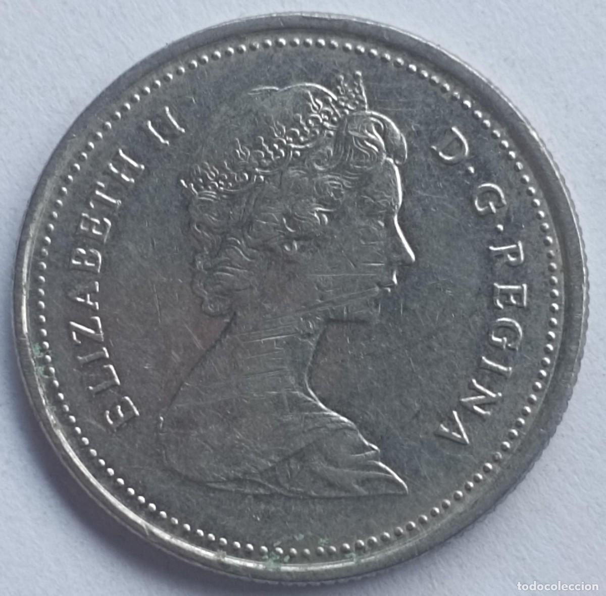 Monedas antiguas de Am&eacute;rica: Moneda de Canad&aacute; 25 c&eacute;ntimos de 1986 - Foto 2