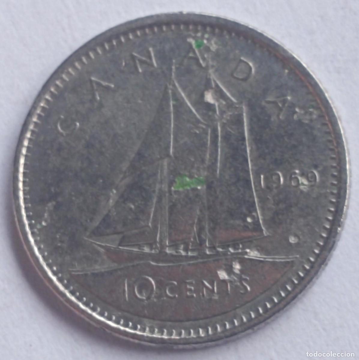Monedas antiguas de Am&eacute;rica: Moneda de Canad&aacute; 10 c&eacute;ntimos de 1969 - Foto 1