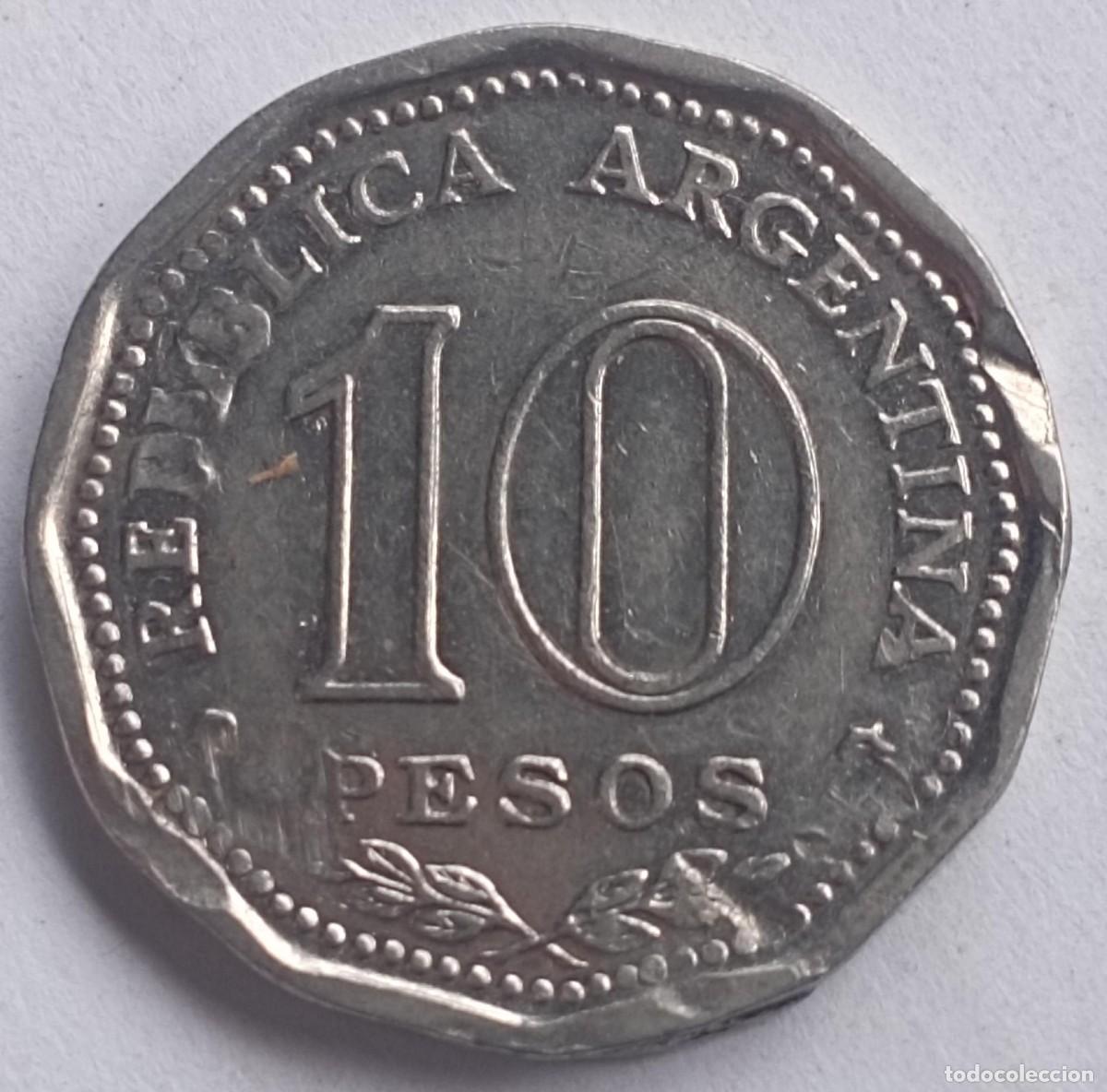 Monedas antiguas de Am&eacute;rica: Moneda de Argentina 10 pesos de 1966 - Foto 2