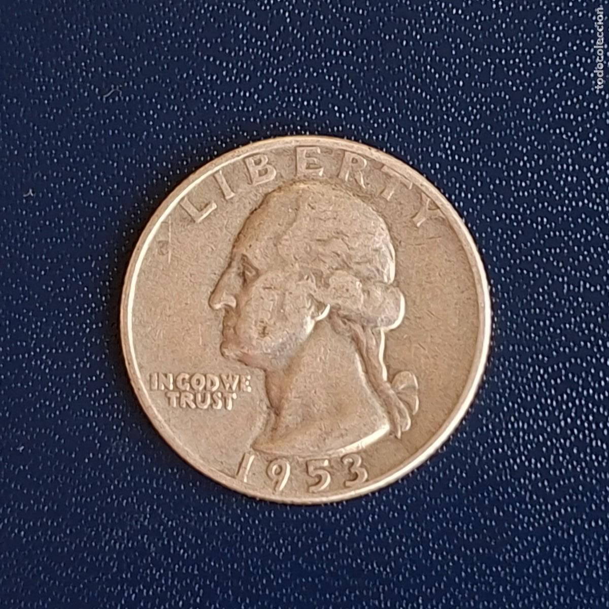Old Coins of America: Quarter dollar [Un cuarto d&oacute;lar 25 centavos]&bull; USA &bull; 1953