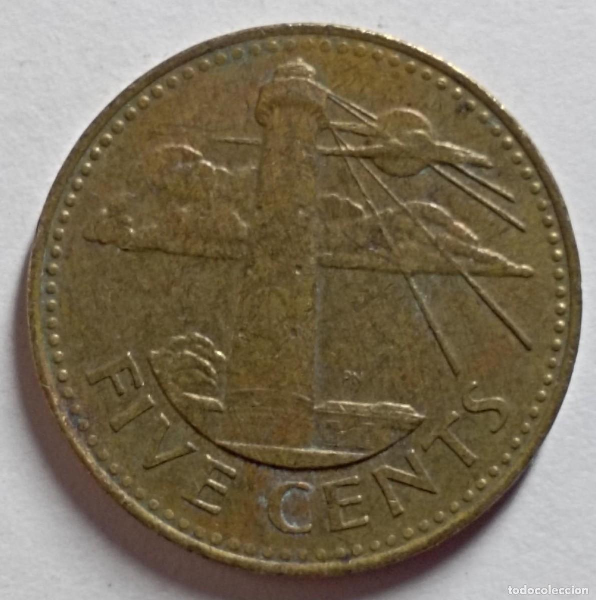 Monedas antiguas de Am&eacute;rica: Moneda de Barbados 5 c&eacute;ntimos de 1999 - Foto 2