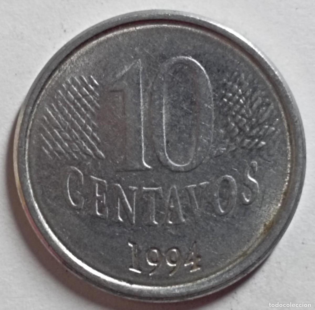 Monedas antiguas de Am&eacute;rica: Moneda de Brasil 10 centavos de 1994 - Foto 2