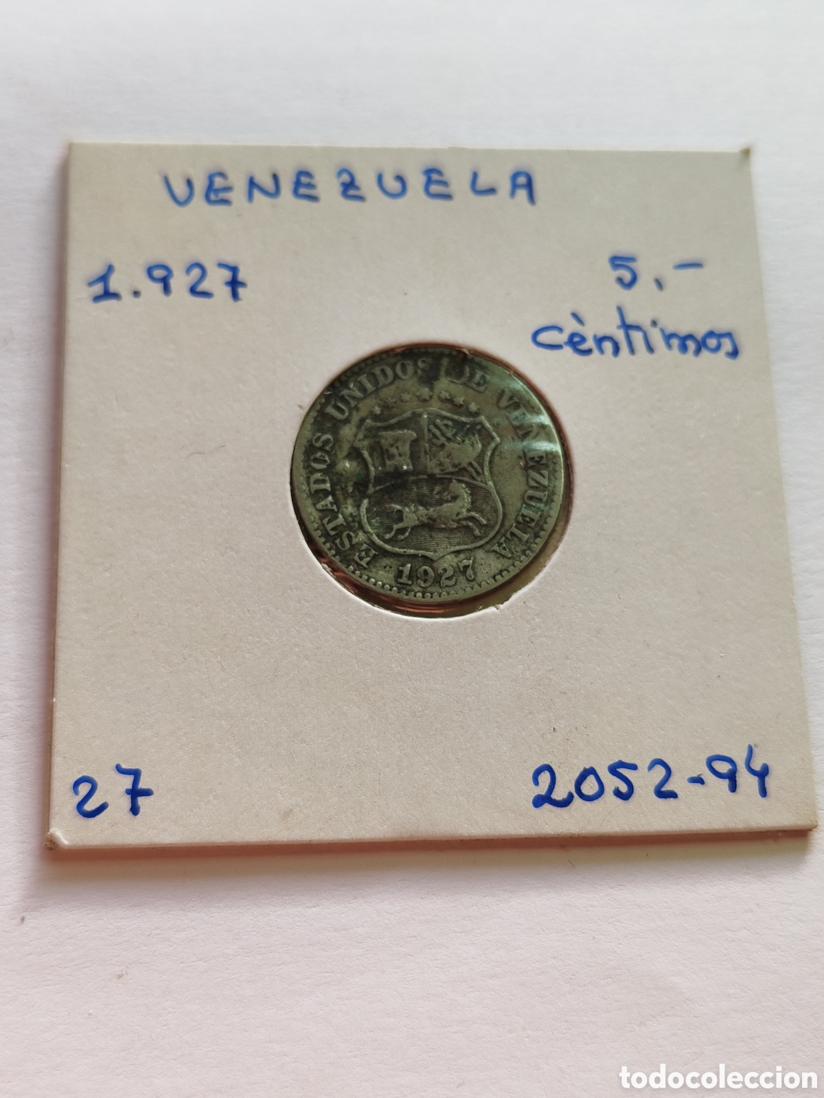 Monedas antiguas de Am&eacute;rica: Venezuela. 5 centimos. 1927. - Foto 1
