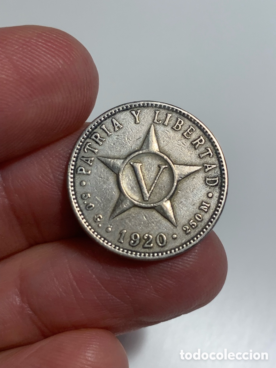 Monedas antiguas de Am&eacute;rica: 2 monedas de 5 centavos. Cuba 1920 - Foto 3