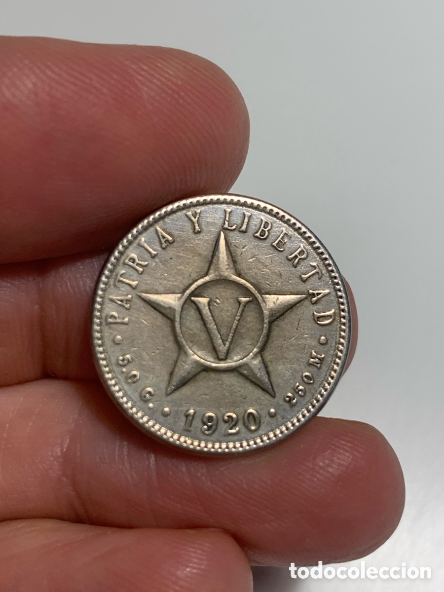 Monedas antiguas de Am&eacute;rica: 2 monedas de 5 centavos. Cuba 1920 - Foto 5