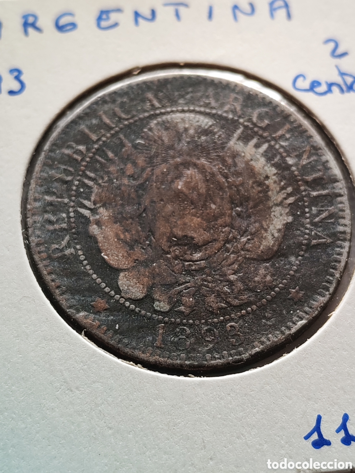 Monedas antiguas de Am&eacute;rica: Argentina. 2 centavos. 1893. - Foto 3