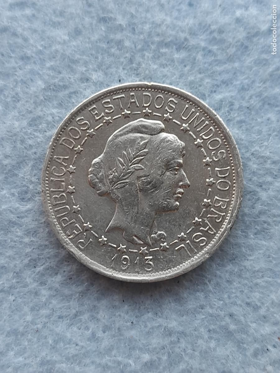 Monete antiche di America: Brasil. 1000 Reis. A&ntilde;o 1913. Plata.