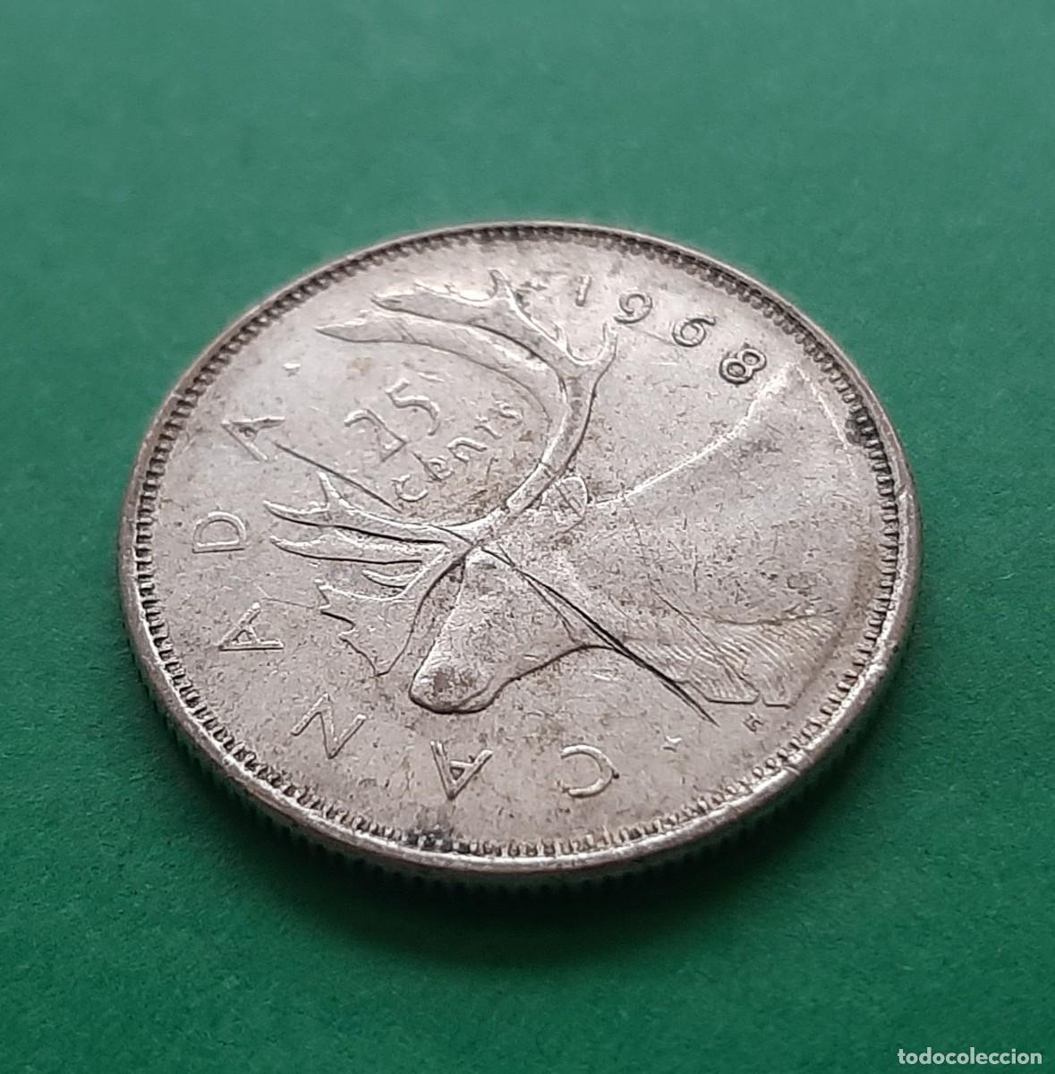 Monedas antiguas de Am&eacute;rica: (CANAD&Aacute;)(1968)(PLATA) 25 CENTAVOS - Foto 2