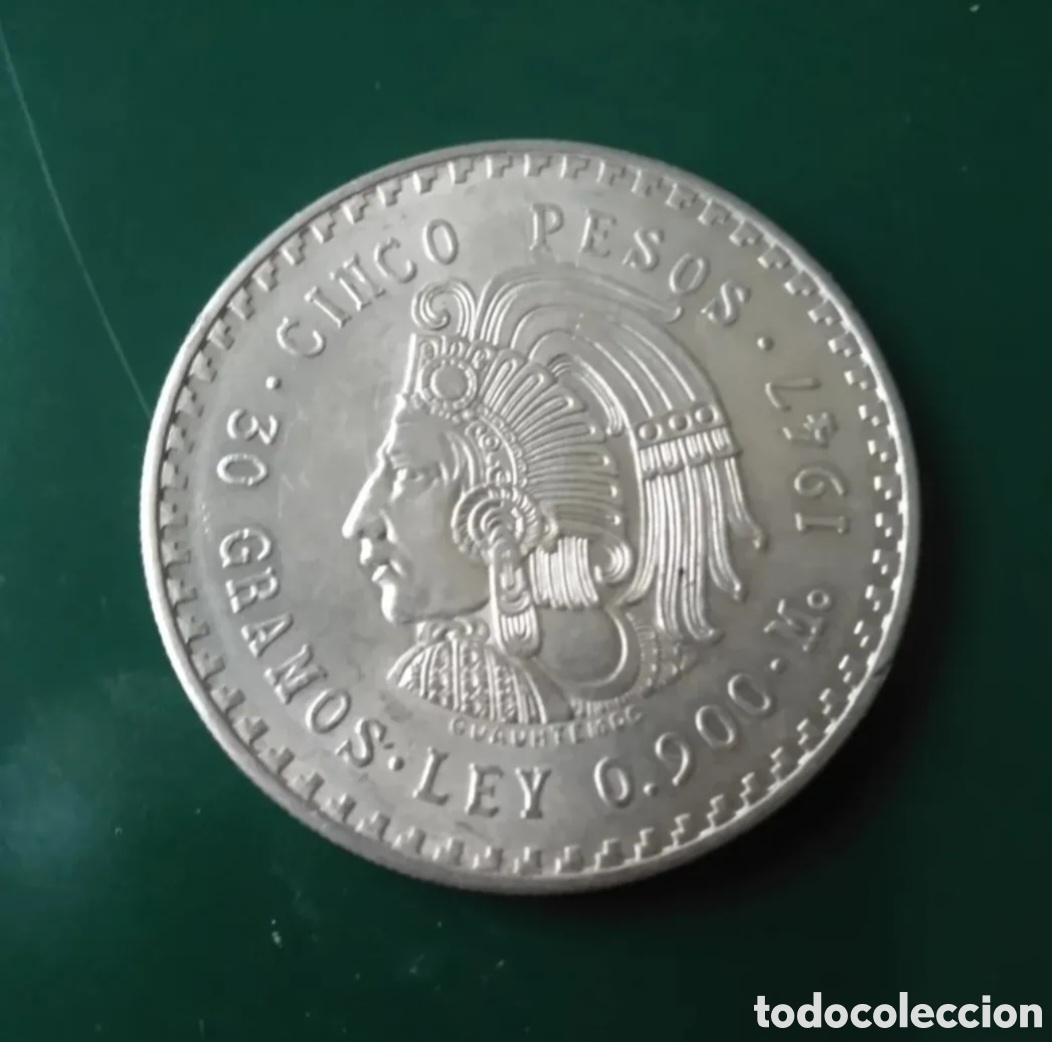 Monete antiche di America: MONEDA DE PLATA 5 PESOS MEXICANOS 1947 S/C