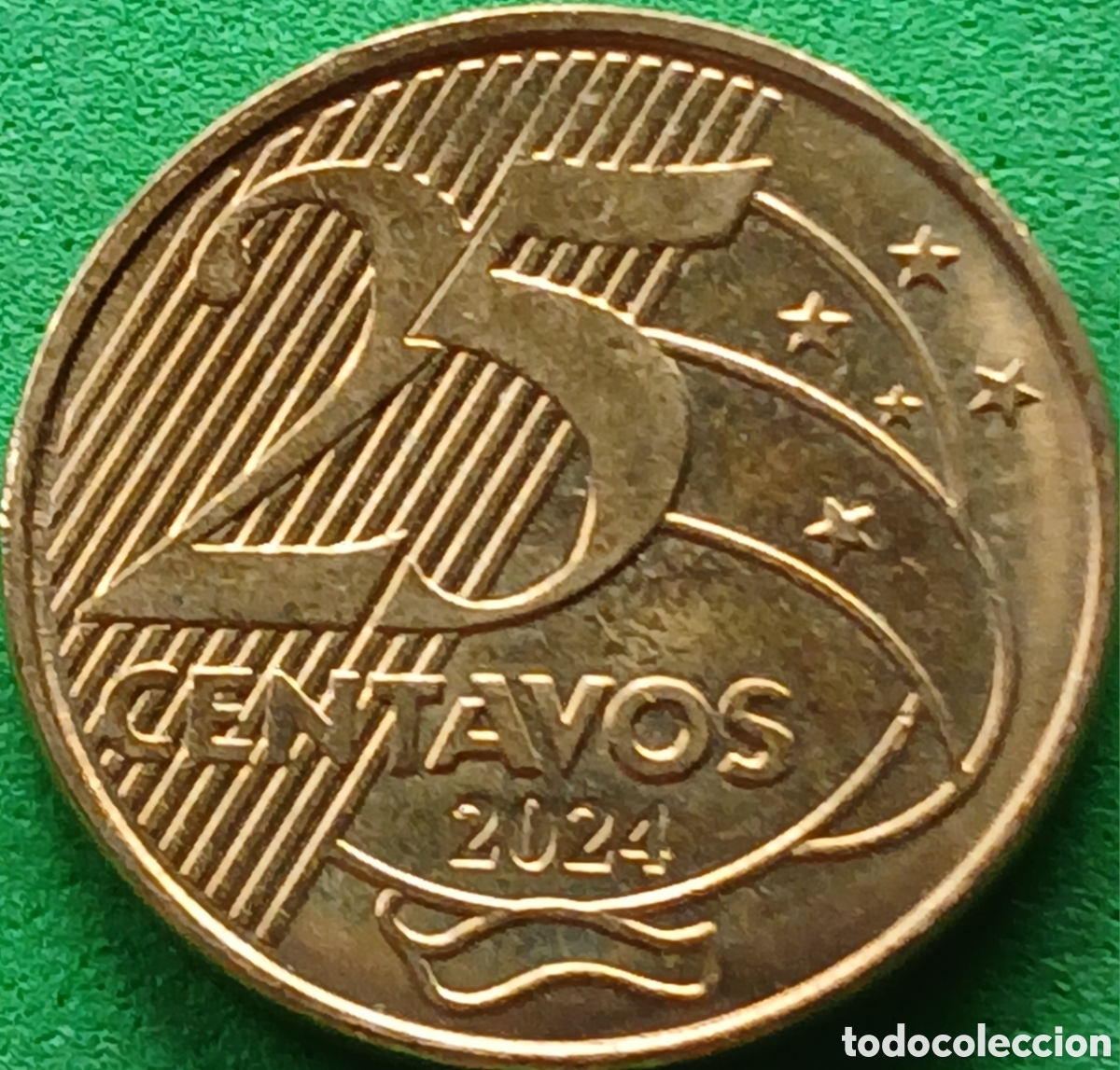 Monedas antiguas de Am&eacute;rica: Brasil 25 centavos 2024 km#650 ESCASA