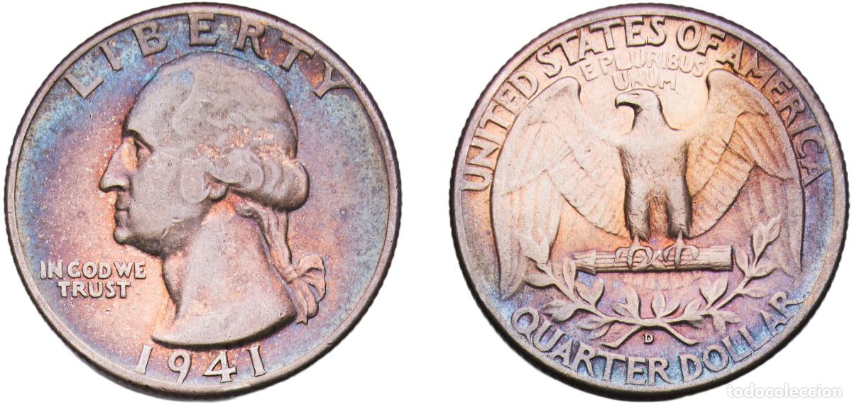 Monedas antiguas de Am&eacute;rica: United States Federal republic 1941 D &frac14; Dollar &rdquo;Washington Silver Quarter&rdquo; Silver (.900) Denver Min