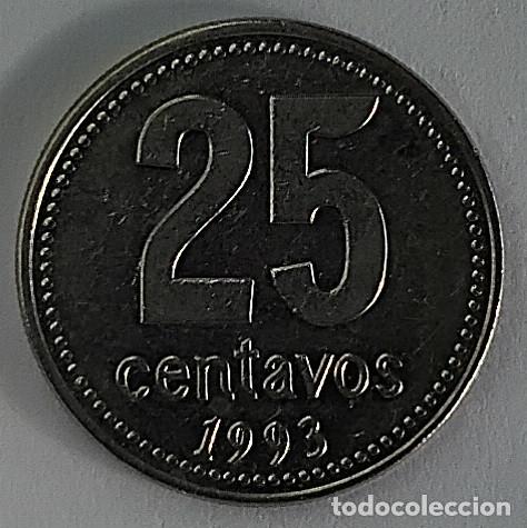 Monedas antiguas de Am&eacute;rica: Argentina 25 centavos 1993 - Foto 2