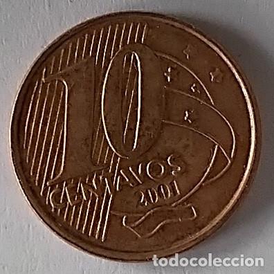 Monedas antiguas de Am&eacute;rica: BRASIL 10 centavos 2001 - Foto 2