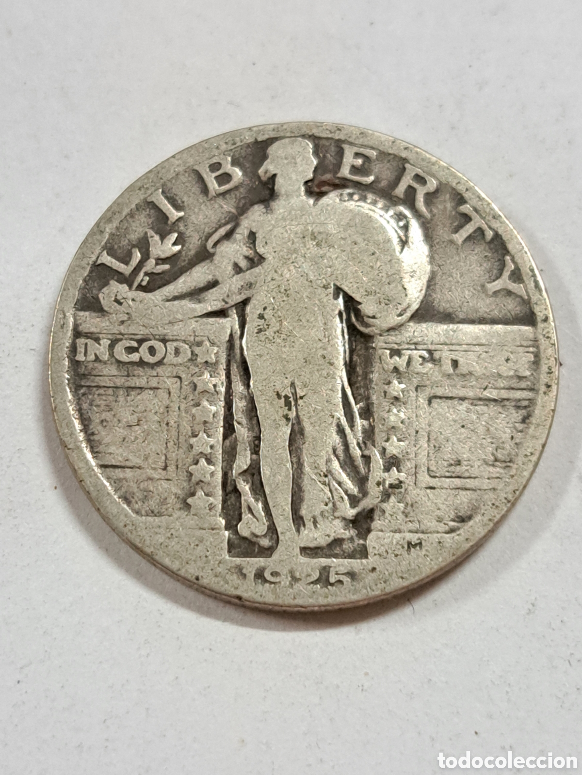 Monedas antiguas de Am&eacute;rica: 1/4 de d&oacute;lar de plata a&ntilde;o 1925 EEUU - Foto 1