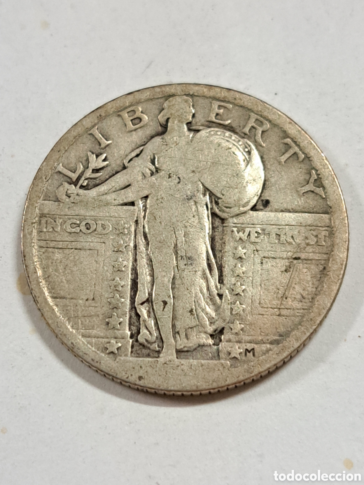 Monedas antiguas de Am&eacute;rica: 1/4 de d&oacute;lar de plata sin fecha EEUU - Foto 1