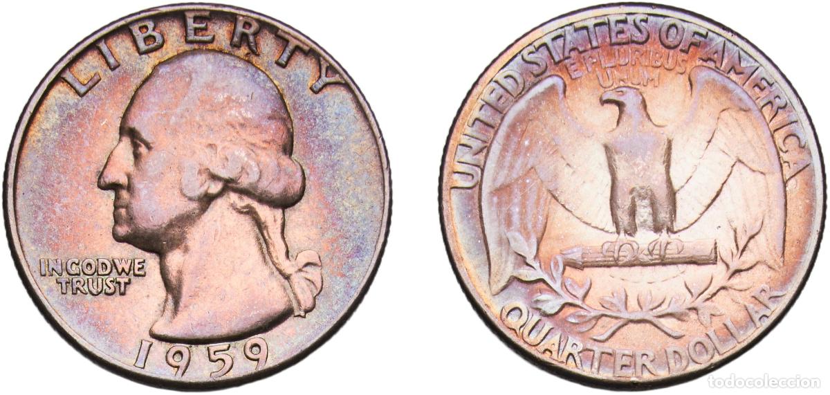 Monedas antiguas de Am&eacute;rica: United States Federal republic 1959 &frac14; Dollar &rdquo;Washington Silver Quarter&rdquo; Silver (.900) Philadelphia