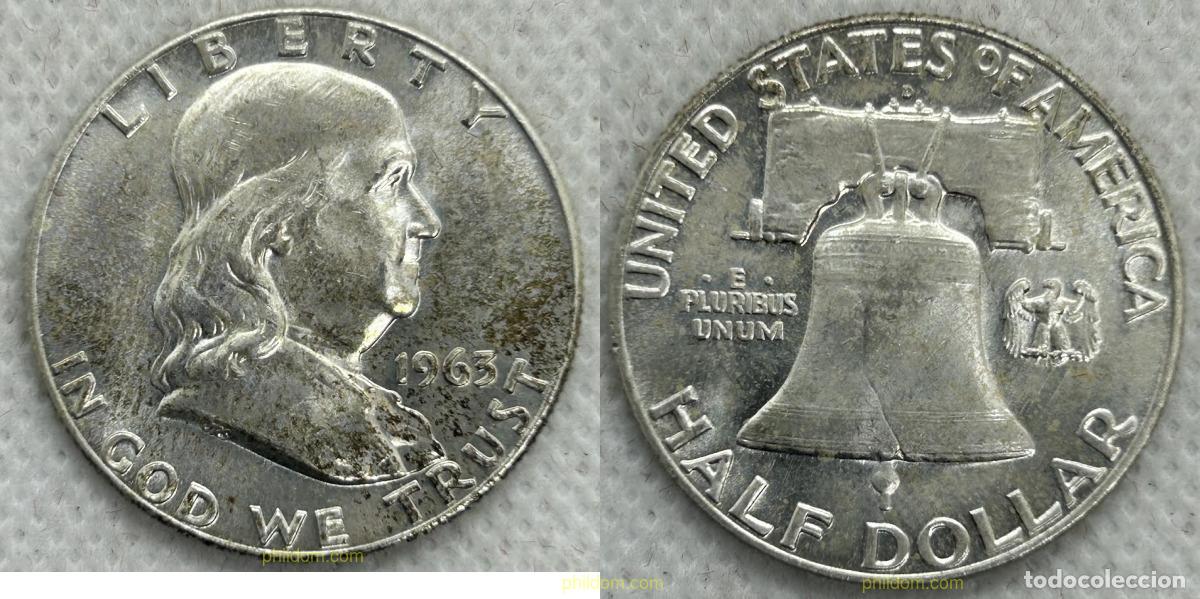 Monedas antiguas de Am&eacute;rica: 4435 ESTADOS UNIDOS 1963 MEDIO D&Oacute;LAR 1963 E FRANKLIN