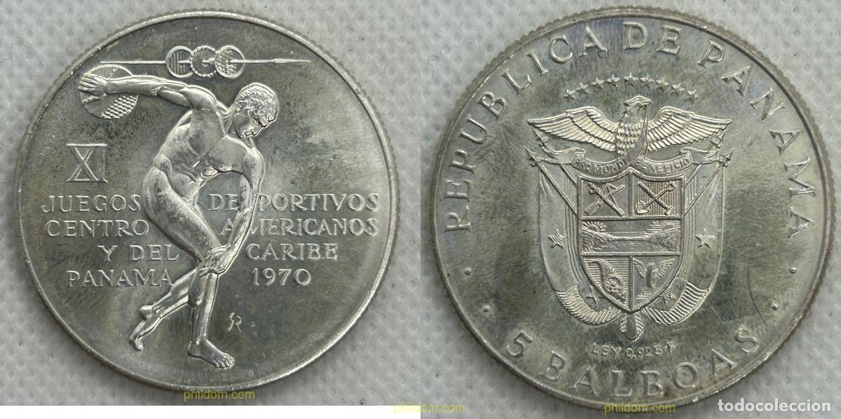 Monedas antiguas de Am&eacute;rica: 4099 PANAMA 1970 PANAMA 5 BALBOAS 1970 11th.CENTRAL AMERICAN AND CARIBBEAN GAMES