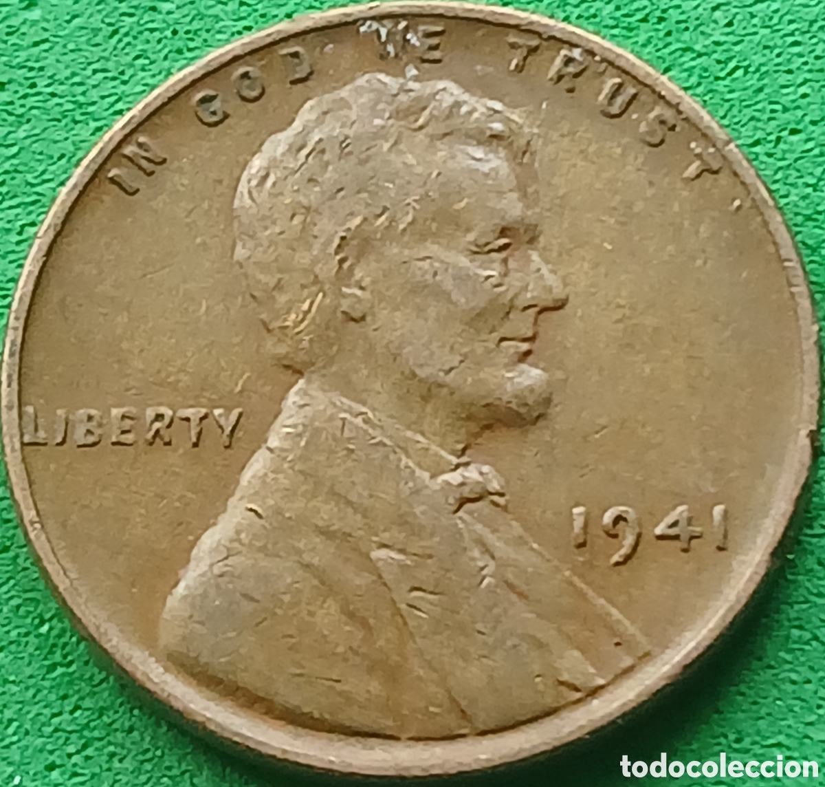 Monedas antiguas de Am&eacute;rica: USA one cent 1941 km#132 sin marca de ceca