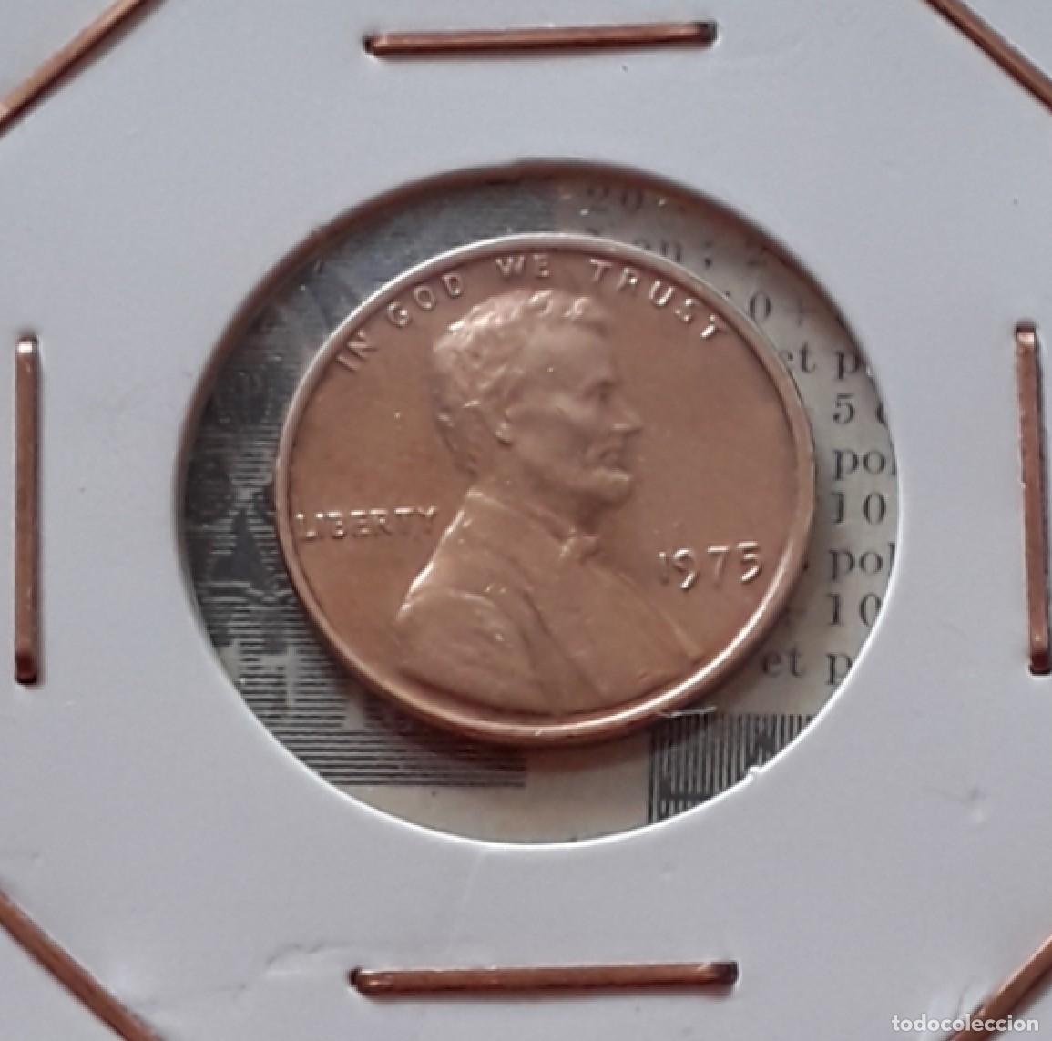 Moedas antigas da Am&eacute;rica: MONEDA DE 1 CENT USA 1975 LINCOLN MEMORIAL SIN CECA