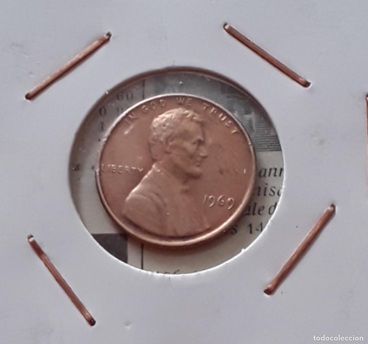 Old Coins of America: MONEDA DE 1 CENT USA 1969 LINCOLN MEMORIAL SIN CECA