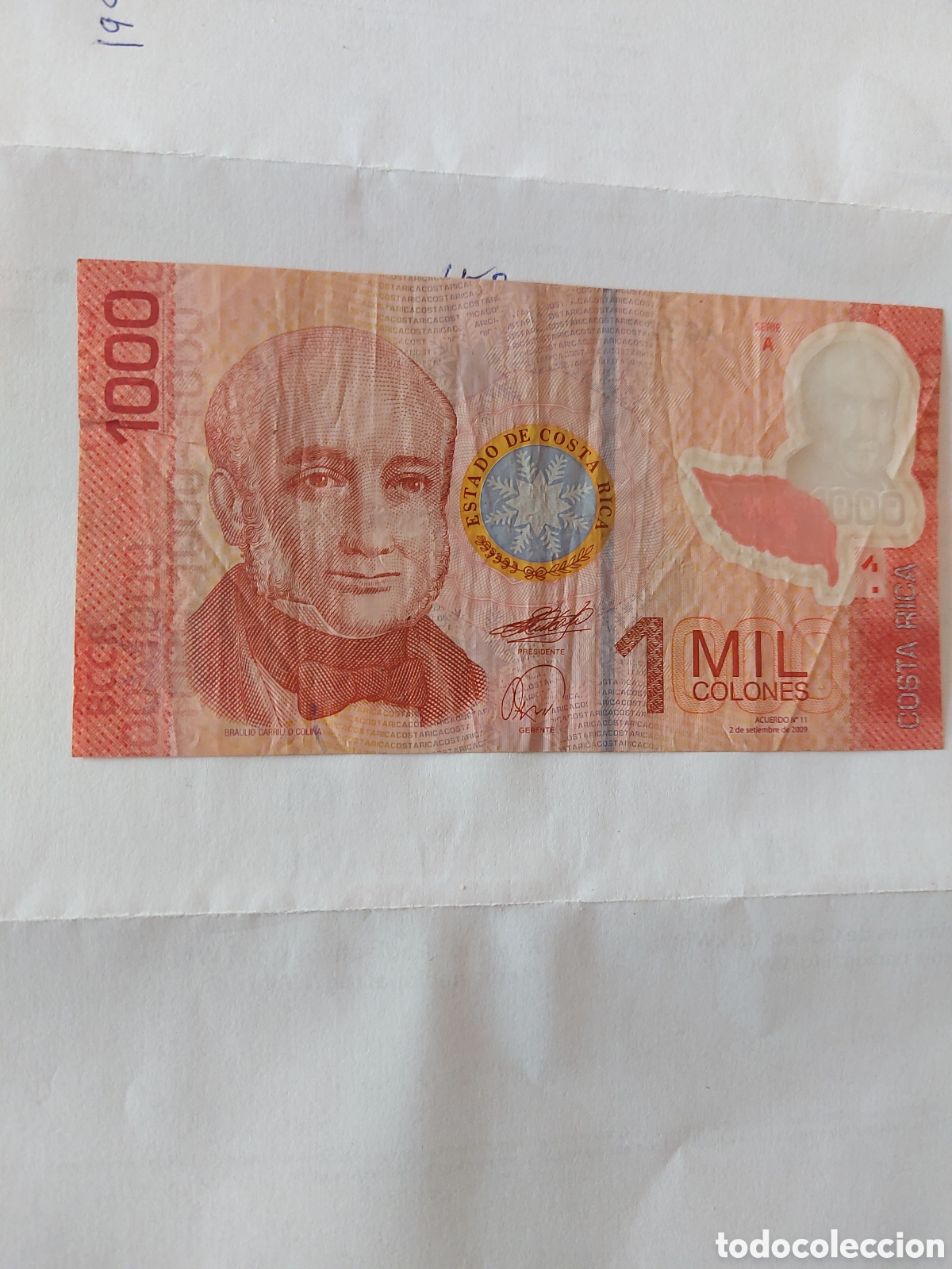 Monedas antiguas de Am&eacute;rica: Billete de 1000 colones - Foto 1