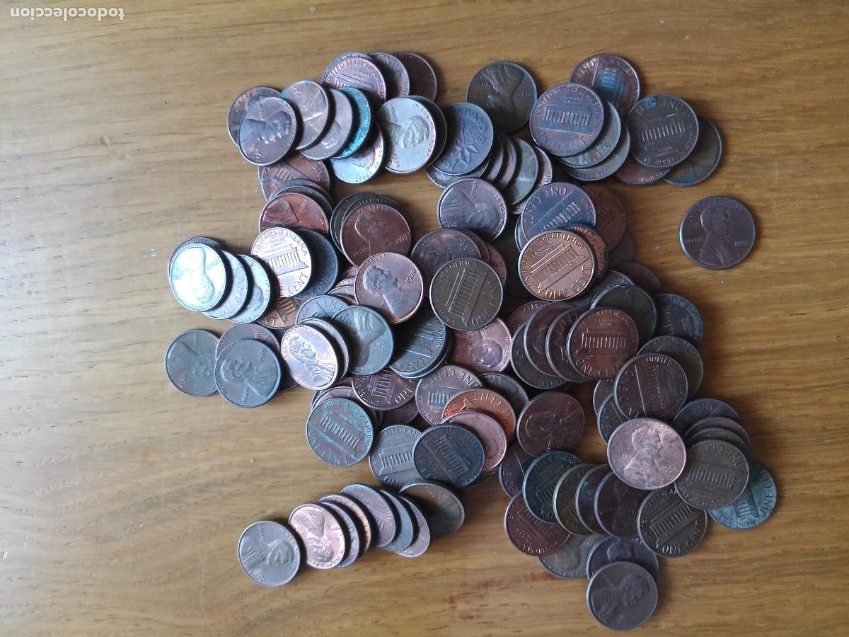 Monedas antiguas de Am&eacute;rica: Estados Unidos. USA 140 monedas de 1 cent Lincoln