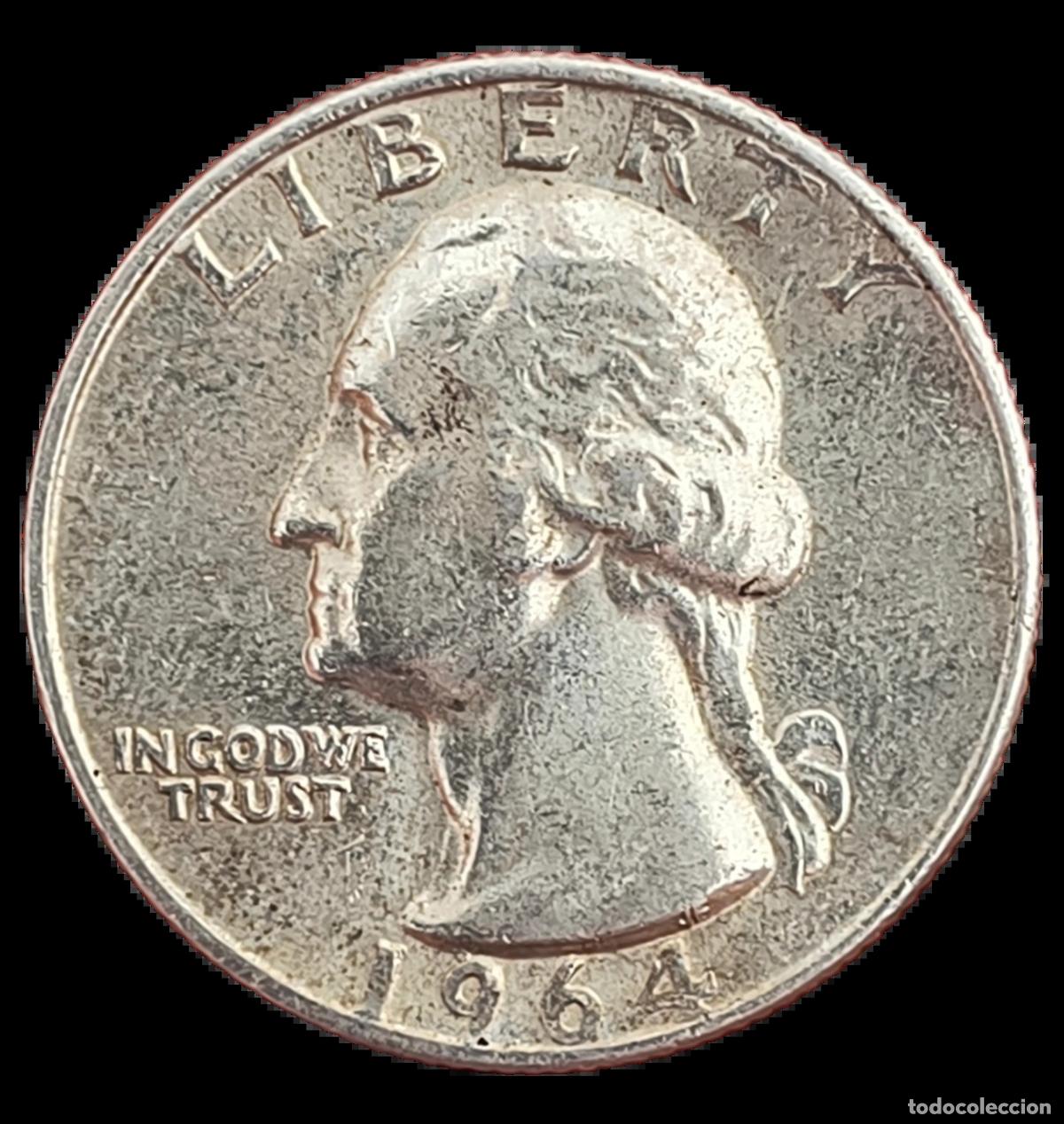 Monedas antiguas de Am&eacute;rica: 1/4 Dollar 1964 - Foto 1