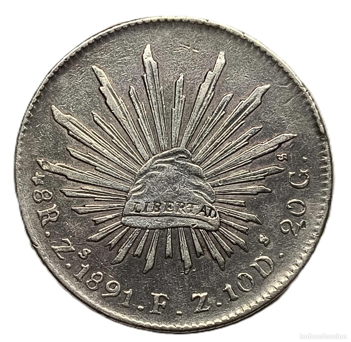 Monedas antiguas de Am&eacute;rica: 8 Reales M&eacute;xico Zacatecas FZ 1891
